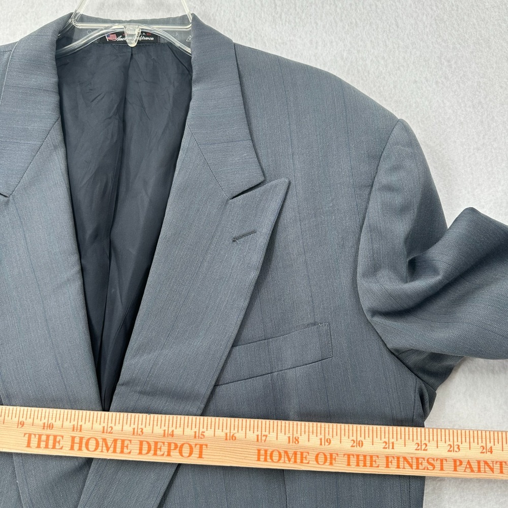 Stafford Mens Blazer Jacket 42R Sport Coat Suit Double Breasted Bluish Grey - Picture 5 of 11